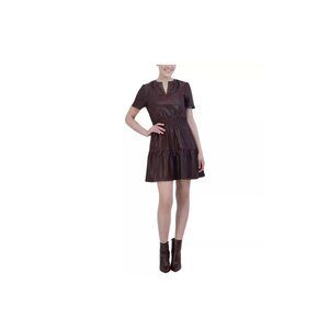 Vigoss | Dresses | Vigoss Womens Party Short Sleeve Dress Black Faux Leather  Mini Stretch Small | Poshmark